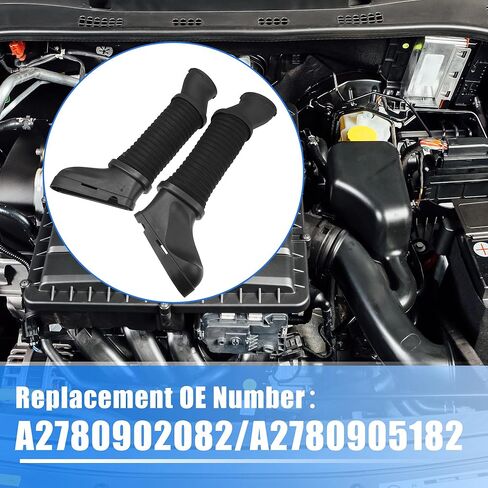 Uxcell زوج واحد من خرطوم دخول الهواء للسيارة لسيارة Mercedes Benz E550 E63 No.A2780902082/A2780905182 بلاستيك، مطاط أسود in Kuwait