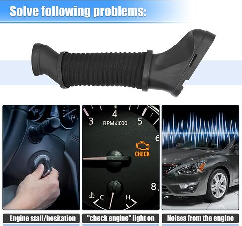 Uxcell زوج واحد من خرطوم دخول الهواء للسيارة لسيارة Mercedes Benz E550 E63 No.A2780902082/A2780905182 بلاستيك، مطاط أسود in Kuwait