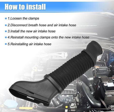 Uxcell زوج واحد من خرطوم دخول الهواء للسيارة لسيارة Mercedes Benz E550 E63 No.A2780902082/A2780905182 بلاستيك، مطاط أسود in Kuwait