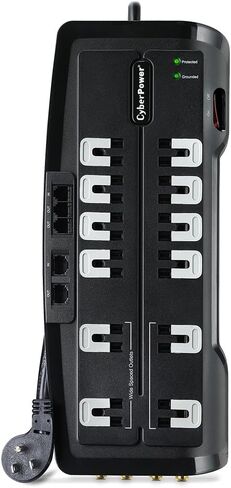 CyberPower CSHT706TCG Energy-Saving Home Office Surge Protector + TEL Protection, 2250J/125V, 7 Outlets, 6ft Power Cord in Saudi Arabia