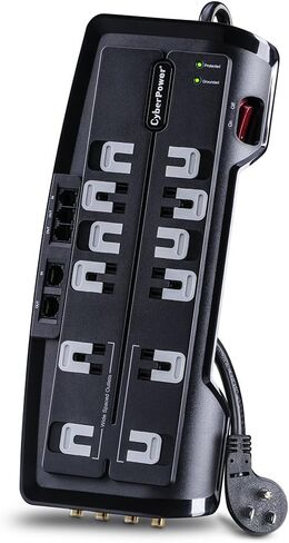CyberPower CSHT706TCG Energy-Saving Home Office Surge Protector + TEL Protection, 2250J/125V, 7 Outlets, 6ft Power Cord in Saudi Arabia