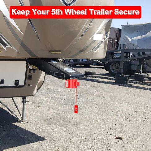 5th Wheel King Pin Lock, Heavy-Duty Steel Solid Steel 5th Wheel Hitch Lock Anti Theft Kingpin Lock for RVs, Container Trailers and Campers with Red Handles Warning Tag in Kuwait