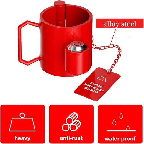 5th Wheel King Pin Lock, Heavy-Duty Steel Solid Steel 5th Wheel Hitch Lock Anti Theft Kingpin Lock for RVs, Container Trailers and Campers with Red Handles Warning Tag in Kuwait