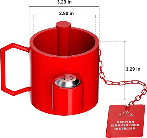 5th Wheel King Pin Lock, Heavy-Duty Steel Solid Steel 5th Wheel Hitch Lock Anti Theft Kingpin Lock for RVs, Container Trailers and Campers with Red Handles Warning Tag in Kuwait
