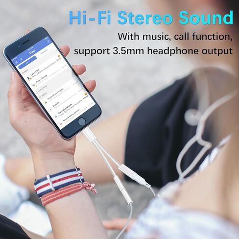 2 in 1 USB C to 3.5mm Headphone Adapter, PD 60W Fast Charging USB C(Male) to Lighting (Female) Cable, USB C to Aux Audio Cable for iPhone 15 Pro Max, Galaxy S24 S23 S22 Ultra, Z Flip 5, White in Kuwait