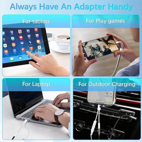 2 in 1 USB C to 3.5mm Headphone Adapter, PD 60W Fast Charging USB C(Male) to Lighting (Female) Cable, USB C to Aux Audio Cable for iPhone 15 Pro Max, Galaxy S24 S23 S22 Ultra, Z Flip 5, White in Kuwait