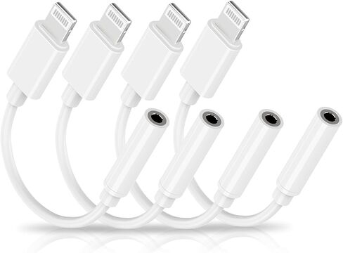 [معتمد من Apple MFi] 4 قطع من محول سماعة الرأس iPhone، esbeecables Lightning إلى 3.5 ملم محول مقبس سماعة الرأس محول سماعات الأذن لـ iPhone 14 13 12 11 XS XR X 8 7 iPad Hi-Fi Sound Music in Kuwait