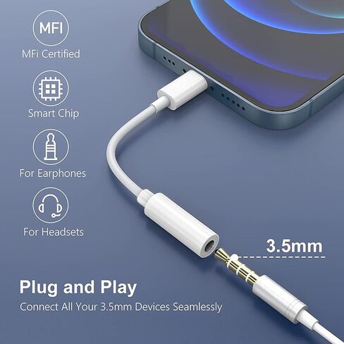 [معتمد من Apple MFi] 4 قطع من محول سماعة الرأس iPhone، esbeecables Lightning إلى 3.5 ملم محول مقبس سماعة الرأس محول سماعات الأذن لـ iPhone 14 13 12 11 XS XR X 8 7 iPad Hi-Fi Sound Music in Kuwait