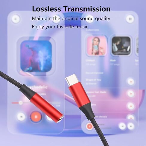 محول مقبس سماعة الرأس USB C ذكر إلى 3.5 مم أنثى، سلك كابل صوت من النوع C إلى Aux متوافق مع Samsung Galaxy S22+ S21 Ultra S20 S10 S9 Note 20 10، Google Pixel 6 Pro/5/4/3/2، أرجواني فاتح in Kuwait