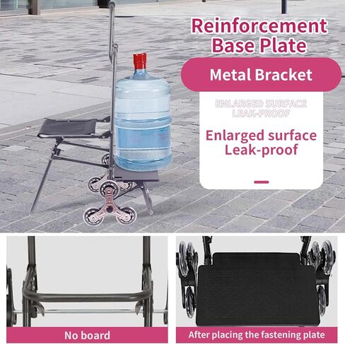 جيسي عربة دوارة قابلة للطي مع عجلات عربة تسوق حقيبة عربة محمولة، عربة خدمات عربات سلالم شديدة التحمل مع سلك بنجي قابل للتعديل و3 نماذج تبديل 6 عربة بقالة على عجلة (شريط وردي) in Kuwait