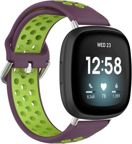 Silicone Sport Band Compatible with Fitbit Versa 3/Versa 4/Sense 2/Sense Smartwatch Breathable Rubber Replacement Watch Wristbands Strap in Saudi Arabia
