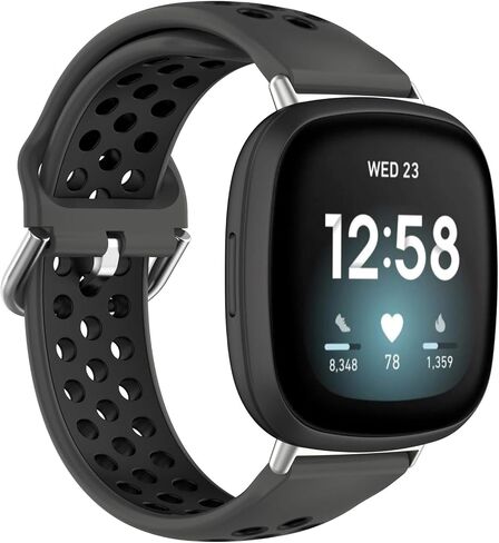 Silicone Sport Band Compatible with Fitbit Versa 3/Versa 4/Sense 2/Sense Smartwatch Breathable Rubber Replacement Watch Wristbands Strap in Saudi Arabia