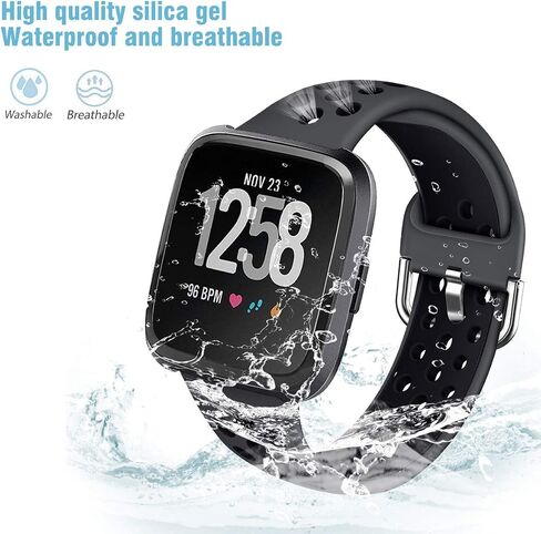 Silicone Sport Band Compatible with Fitbit Versa 3/Versa 4/Sense 2/Sense Smartwatch Breathable Rubber Replacement Watch Wristbands Strap in Saudi Arabia