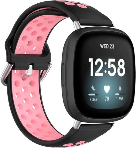 Silicone Sport Band Compatible with Fitbit Versa 3/Versa 4/Sense 2/Sense Smartwatch Breathable Rubber Replacement Watch Wristbands Strap in Saudi Arabia
