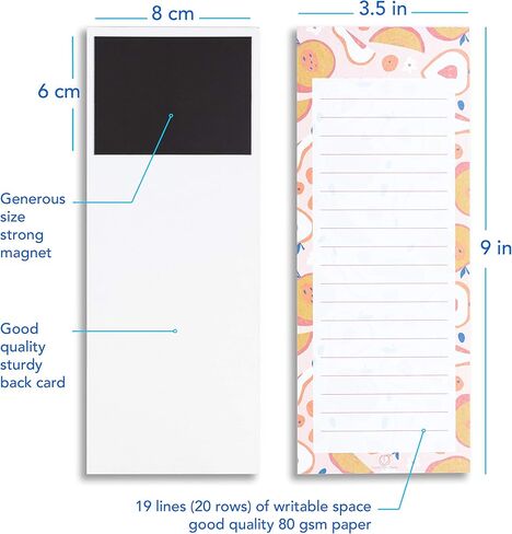 Magnetic Notepads, 10-Pack 60 Sheets Per Pad 3.5" x 9", for Fridge, Kitchen, Shopping, Grocery, To-Do List, Memo, Reminder, Note, Book, Stationery, (Fruitnotes Tropical Gems) in Saudi Arabia