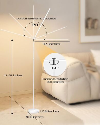 LED Floor Lamp for Living Room,Full Spectrum LED Modern Floor Lamp with Adjustable Brightness, Standing Lamp with Button, Dimmable Reading Floor Lights in Saudi Arabia