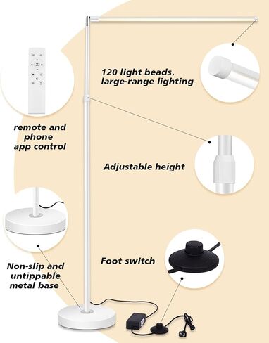 LED Floor Lamp for Living Room,Full Spectrum LED Modern Floor Lamp with Adjustable Brightness, Standing Lamp with Button, Dimmable Reading Floor Lights in Saudi Arabia