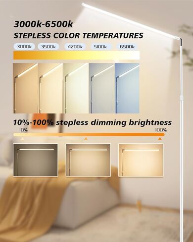 LED Floor Lamp for Living Room,Full Spectrum LED Modern Floor Lamp with Adjustable Brightness, Standing Lamp with Button, Dimmable Reading Floor Lights in Saudi Arabia