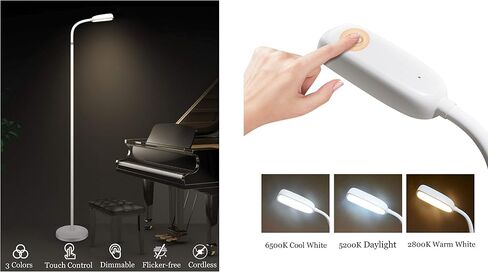مصباح FlexLamp اللاسلكي القابل لإعادة الشحن من النوع C | أرضية مكتب 2 في 1 قابلة للتخصيص | 3 ألوان قابلة للتعديل معقوفة | تعتيم بدون خطوات | مصباح للبيانو كرافت غرفة النوم مكتب الدراسة القراءة التخييم in Saudi Arabia