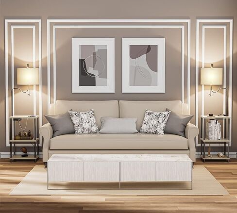 Set of 2 End Table with Lamp, Floor Lamp with Table Attached for Living Room, Small Bedside Nightstand Shelves, Side Table Reading Standing Light for Bedroom with USB Ports Type-C in Saudi Arabia