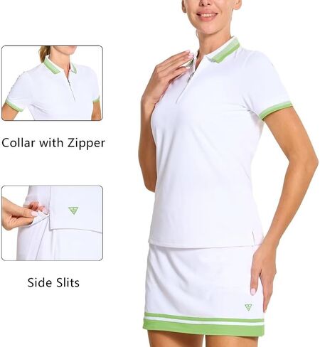 M MAELREG Womens Golf Shirt Short Sleeve 1/4 Zip Pique Performance Quick Dry Tennis Casual Collared Polo Shirts for Women in Saudi Arabia