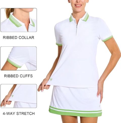 M MAELREG Womens Golf Shirt Short Sleeve 1/4 Zip Pique Performance Quick Dry Tennis Casual Collared Polo Shirts for Women in Saudi Arabia