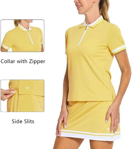 M MAELREG Womens Golf Shirt Short Sleeve 1/4 Zip Pique Performance Quick Dry Tennis Casual Collared Polo Shirts for Women in Saudi Arabia