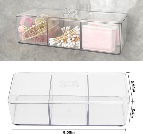 2 PCS 3-Section Drawer Organizer with Lid, 9" x 3.5" x 2.4" Acrylic Makeup Drawer Tray Small Clear Jewelry Storage Organizer, Adjustable Divided Desk Drawer Tray for Kitchen, Bathroom, Office in Saudi Arabia