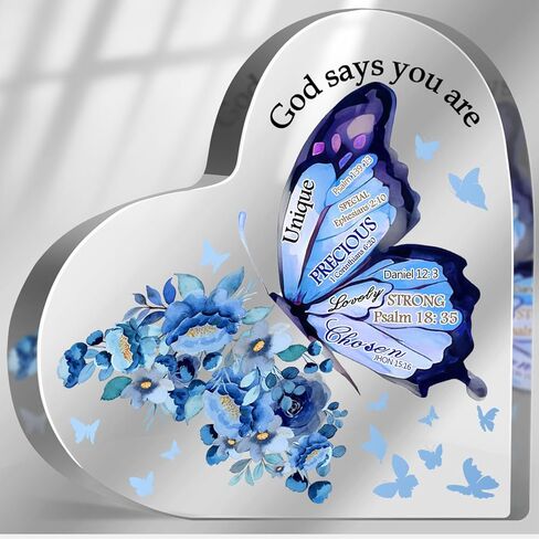 Religious Gifts for Women, Encouragement Presents for Sister Mom Friend, Christian Scripture Decor for Home Office Desk, Be Strong Courageous Sign Inspirational Acrylic Hearts Plaques in Kuwait