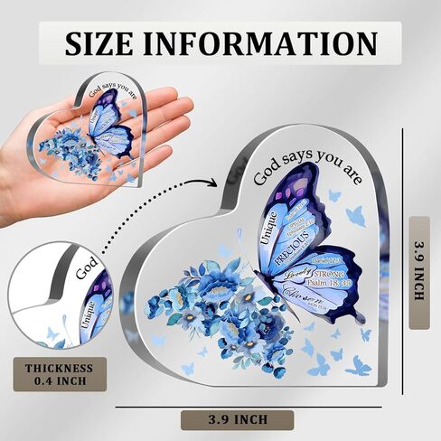 Religious Gifts for Women, Encouragement Presents for Sister Mom Friend, Christian Scripture Decor for Home Office Desk, Be Strong Courageous Sign Inspirational Acrylic Hearts Plaques in Kuwait