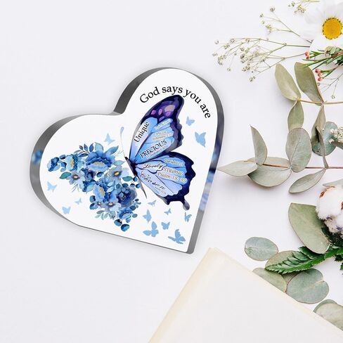 Religious Gifts for Women, Encouragement Presents for Sister Mom Friend, Christian Scripture Decor for Home Office Desk, Be Strong Courageous Sign Inspirational Acrylic Hearts Plaques in Kuwait