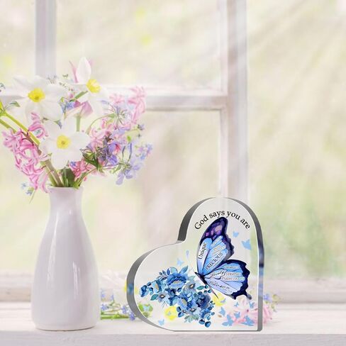 Religious Gifts for Women, Encouragement Presents for Sister Mom Friend, Christian Scripture Decor for Home Office Desk, Be Strong Courageous Sign Inspirational Acrylic Hearts Plaques in Kuwait