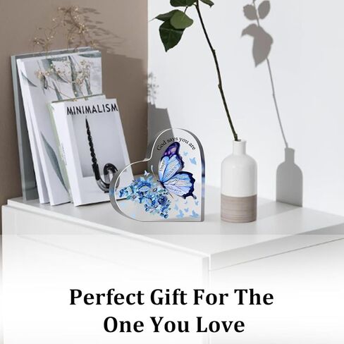 Religious Gifts for Women, Encouragement Presents for Sister Mom Friend, Christian Scripture Decor for Home Office Desk, Be Strong Courageous Sign Inspirational Acrylic Hearts Plaques in Kuwait