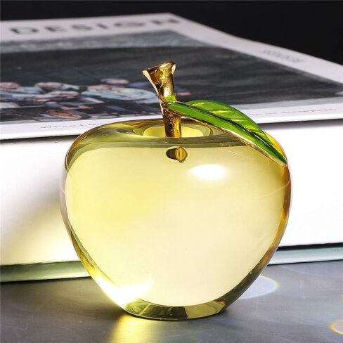 Waltz&F Crystal Apple Paperweight Craft Decoration (yellow) in Saudi Arabia