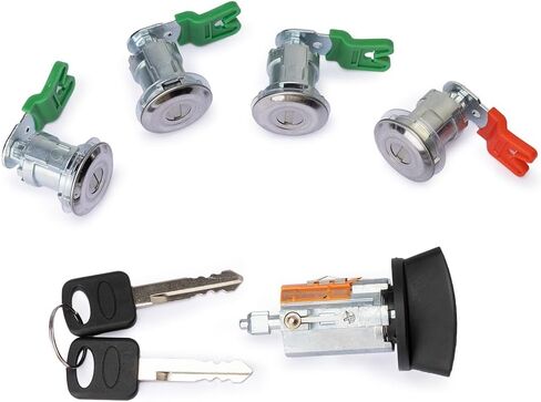 أسطوانة قفل باب مفتاح الإشعال مع مفاتيح متوافقة مع 1997-2018 Ford Econoline Van E-150 E-250 E-350 Van Replace # 703369، 597638، 707624، DL5886 (بدون رقاقة) in Kuwait