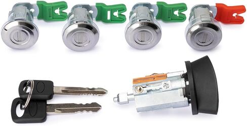 أسطوانة قفل باب مفتاح الإشعال مع مفاتيح متوافقة مع 1997-2018 Ford Econoline Van E-150 E-250 E-350 Van Replace # 703369، 597638، 707624، DL5886 (بدون رقاقة) in Kuwait