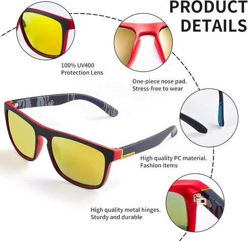 Polarized Sunglasses for Men Women, UV400 Protection Classic Sunglasses Ideal for Driving Cycling and Running in Saudi Arabia