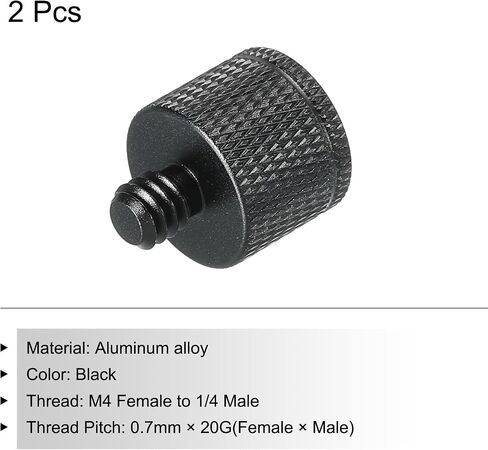 MECCANIXITY Mic Stand Adapter M5 Female to 1/4 Male Camera Screw Thread Adapter for Microphone Tripod Stand Black 2 Pack in Kuwait