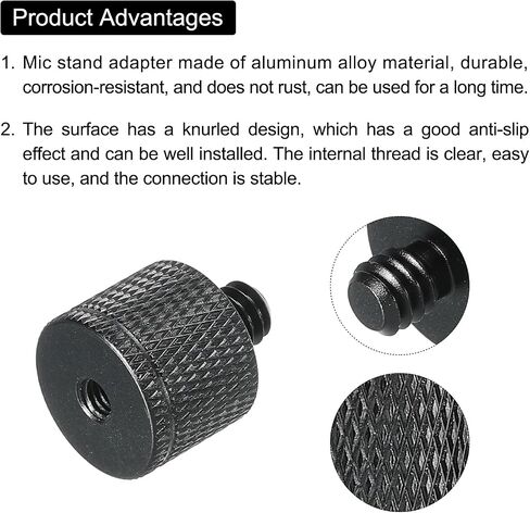 MECCANIXITY Mic Stand Adapter M5 Female to 1/4 Male Camera Screw Thread Adapter for Microphone Tripod Stand Black 2 Pack in Kuwait