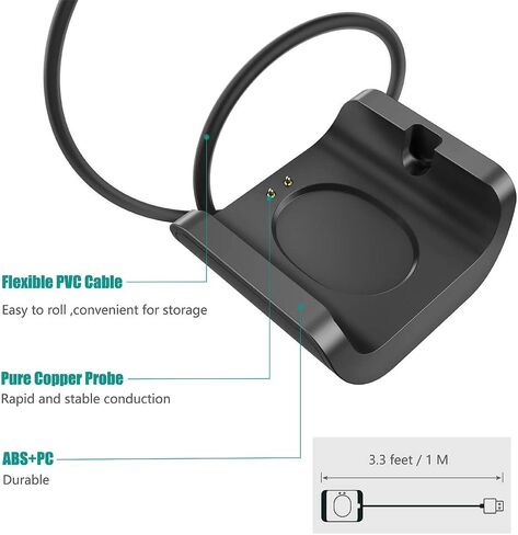 TUSITA Charger Compatible with Xiaomi Huami Amazfit Bip S / 1S / A1805 / A1916 - USB Charging Cable 3.3ft 100cm - Smartwatch Accessories in Saudi Arabia