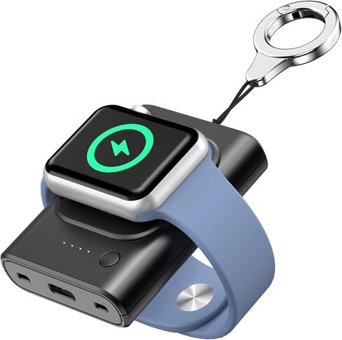 شاحن iWatch المحمول لساعة Apple، شاحن ساعة Apple المحمول المغناطيسي بقدرة 1800 مللي أمبير في الساعة مع سلسلة مفاتيح متوافق مع Apple Watch Series 7/SE/6/5/4/3/2/1، شاحن iWatch لبنك الطاقة للسفر in Kuwait