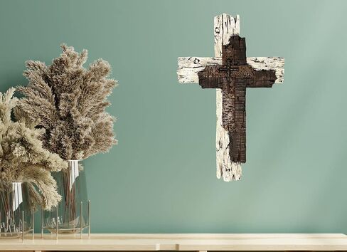 Top Brass Decorative Wall Cross - Rustic Multi Layered Weathered Wood Look Spiritual Jesus Art Sculpture in Saudi Arabia