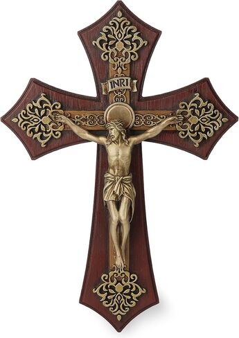 BC Catholic Crucifix Wall Cross, Crucifijo Catolicos, Religious Gift, Prayerful Inspirational Home décor,10.6 inch H, Handmade by Buildclassic in Saudi Arabia