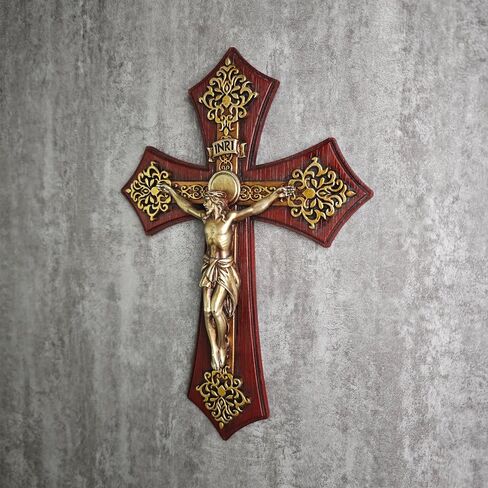 BC Catholic Crucifix Wall Cross, Crucifijo Catolicos, Religious Gift, Prayerful Inspirational Home décor,10.6 inch H, Handmade by Buildclassic in Saudi Arabia