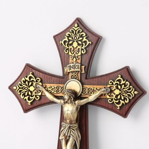 BC Catholic Crucifix Wall Cross, Crucifijo Catolicos, Religious Gift, Prayerful Inspirational Home décor,10.6 inch H, Handmade by Buildclassic in Saudi Arabia