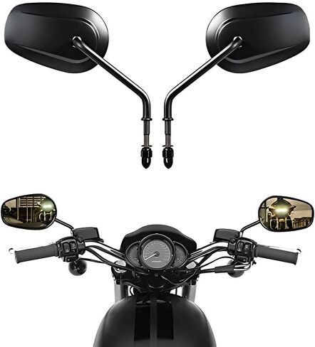 مرايا الرؤية الخلفية على شكل دمعة 8 مم متوافقة مع Harley Davidson Road King CVO Road Street Tri Glide Freewheeler Street XG500 XG750 Sportster XL883 1200 Softail Street Bob، Blakc in Kuwait