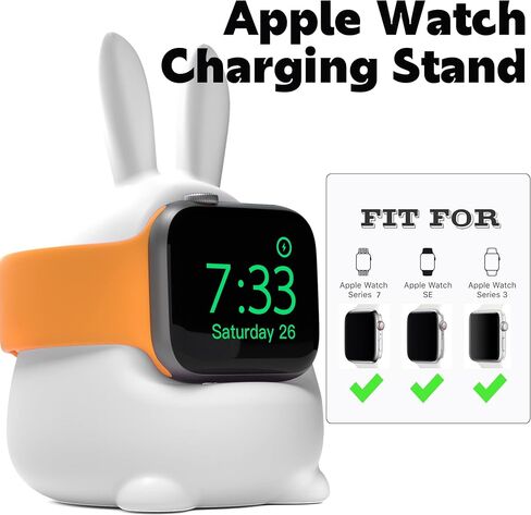 ELETIUO Charger Stand Compatible with Apple Watch Series 49/45/44/42/41/40/38mm (Ultra2/Ultra/9/8/7/6/SE2/SE/5/4/3,Silicone iWatch Charging Organizer,Supports Night Stand Mode,Pink in Saudi Arabia