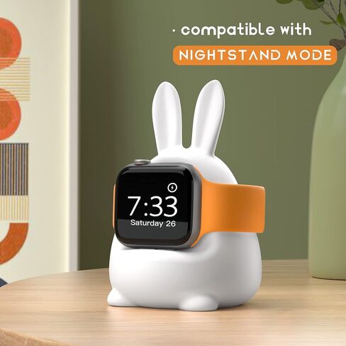 ELETIUO Charger Stand Compatible with Apple Watch Series 49/45/44/42/41/40/38mm (Ultra2/Ultra/9/8/7/6/SE2/SE/5/4/3,Silicone iWatch Charging Organizer,Supports Night Stand Mode,Pink in Saudi Arabia
