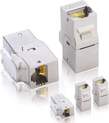 RJ45 مقرنة كيستون جاك Cat6A 10G، Cat6A أنثى كيستون STP للوحة الحائط ولوحة التصحيح، محمية Rj45 جاك مطلية بالذهب سبائك الزنك الإسكان لCat7، Cat6، Cat6A، Cat5 كابلات 12 حزمة in Kuwait