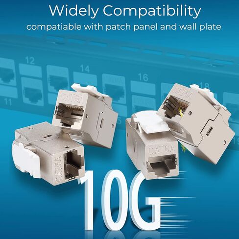 RJ45 مقرنة كيستون جاك Cat6A 10G، Cat6A أنثى كيستون STP للوحة الحائط ولوحة التصحيح، محمية Rj45 جاك مطلية بالذهب سبائك الزنك الإسكان لCat7، Cat6، Cat6A، Cat5 كابلات 12 حزمة in Kuwait